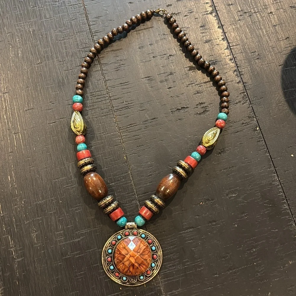 Bohemian Boho Multicolor Beaded Necklace​​ - Picture 4 of 6